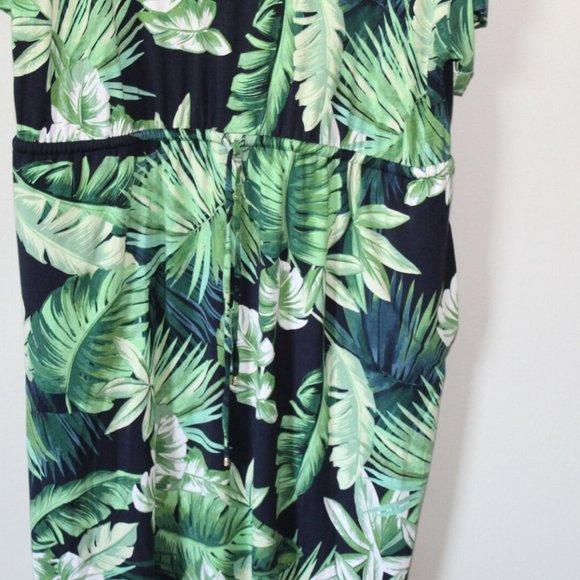 NWT Chico's Tropical Print Tie Waist Dress Palm Tie Women's Size 3 16/18 H12956 - Picture 3 of 12